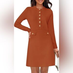 NWT NENONA Orange Button Knit Sweater Dress - Size M